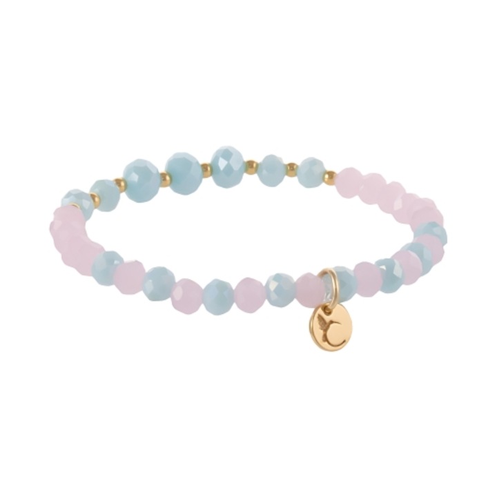 Bratara dama Colibra, margele albastre si roz, elastica
