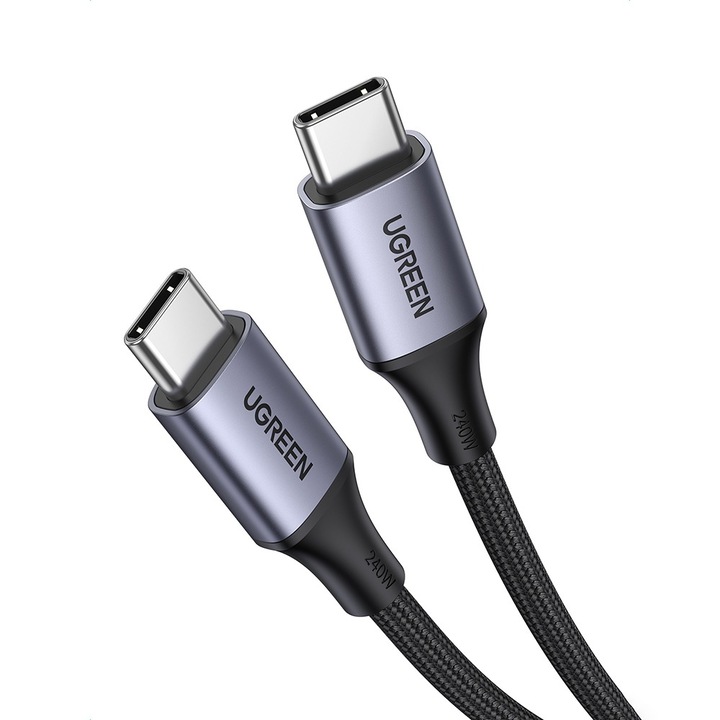 Cablu de incarcare Ugreen US535, USB-C la USB-C, Incarcare super rapida, PD240W, 5A, 1m, Gri
