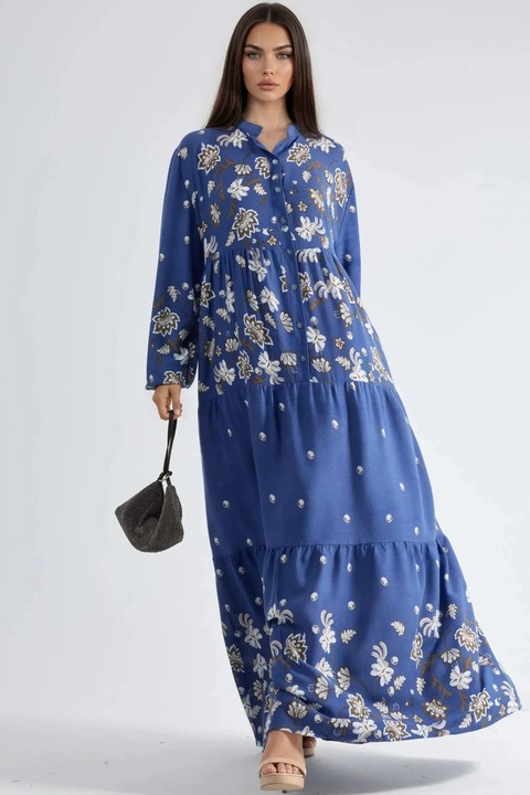 Rochie Maxi, HiCCUP, Decolteu in V, Albastru