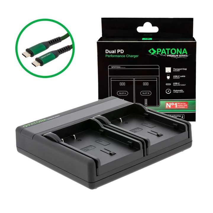 Patona Premium Dual PD Performance töltő Pentax D-LI90-hez, USB-C bemenettel/kimenettel