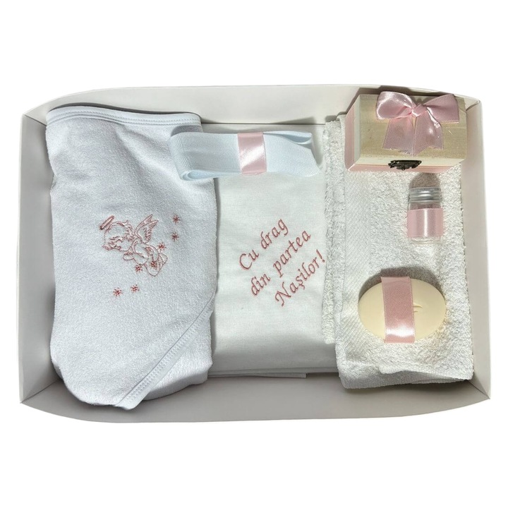 Trusou botez ingeras –pudra, 7 piese, bumbac