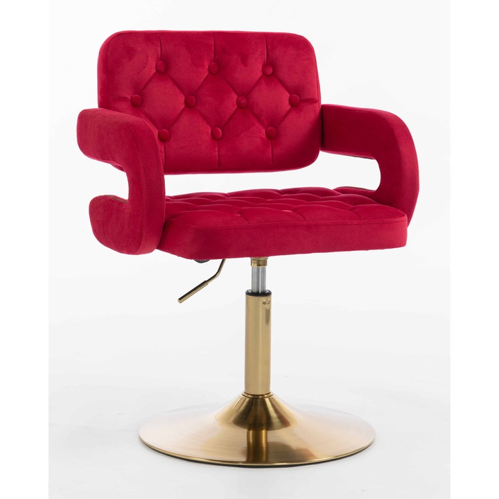 Scaun de birou, Votana, HR8403N, Catifea, Baza Aurie, Rosu