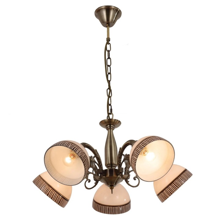 Lustra Ava, 5xE27, bronz antichizat + alb, Klausen
