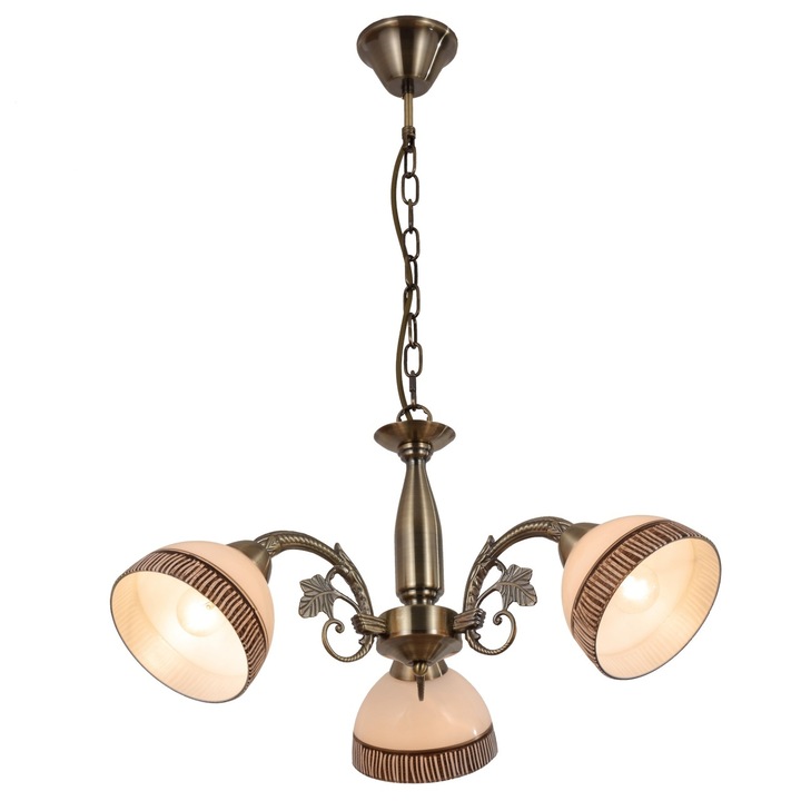 Lustra Klausen Ava, 3xE27, bronz antichizat + alb, 1000x580mm