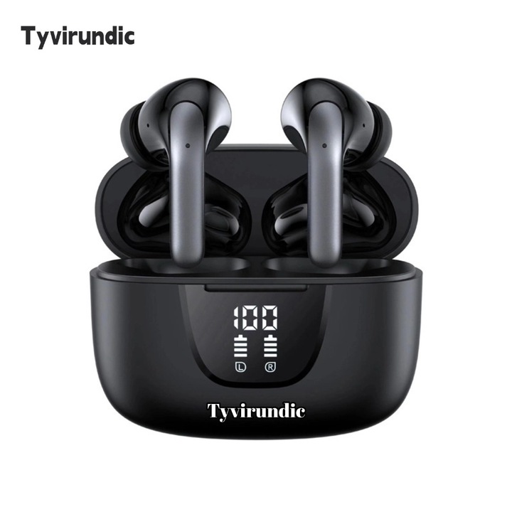Tyvirundic Bluetooth 5.3 True Wireless HiFi sztereó fülhallgató. Hosszú akkumulátor-üzemidő, LED-es teljesítménykijelző, vezeték nélküli töltőtok és IPX5 vízálló fülhallgató, tökéletes sportoláshoz, TV-hez, okostelefonokhoz, laptopokhoz és még sok máshoz.