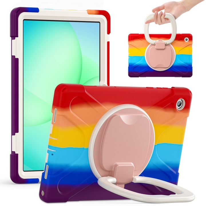 Husa tableta, 360° suport rotativ, rosu stralucitor, pentru Lenovo Galaxy Tab A11+2025