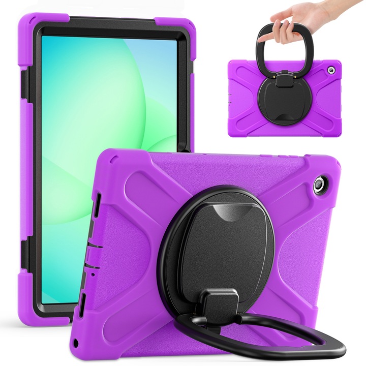 Husa tableta, 360° suport rotativ, material plastic dur, violet