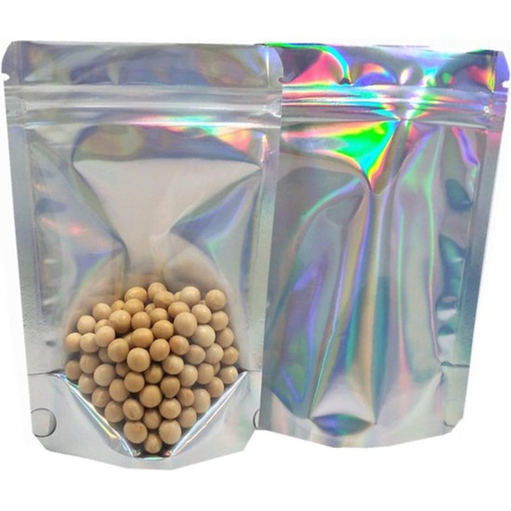 Pungi alimentare reutilizabile cu fermoar, set de 100 bucati, transparent, 5.5x7.87 inches