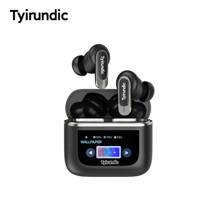 Tyvirundic vezeték nélküli fejhallgató, érintőképernyő, ANC, ENC, fekete, 54 óra üzemidő