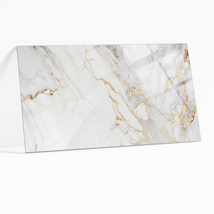 Edzett Üveg Asztallap Íróasztalra Vagy Asztalra, Wallfluent, Elegáns Márványminta, Fehér, 100 x 50 cm, Téglalap, Praktiker, 010010820040000268047