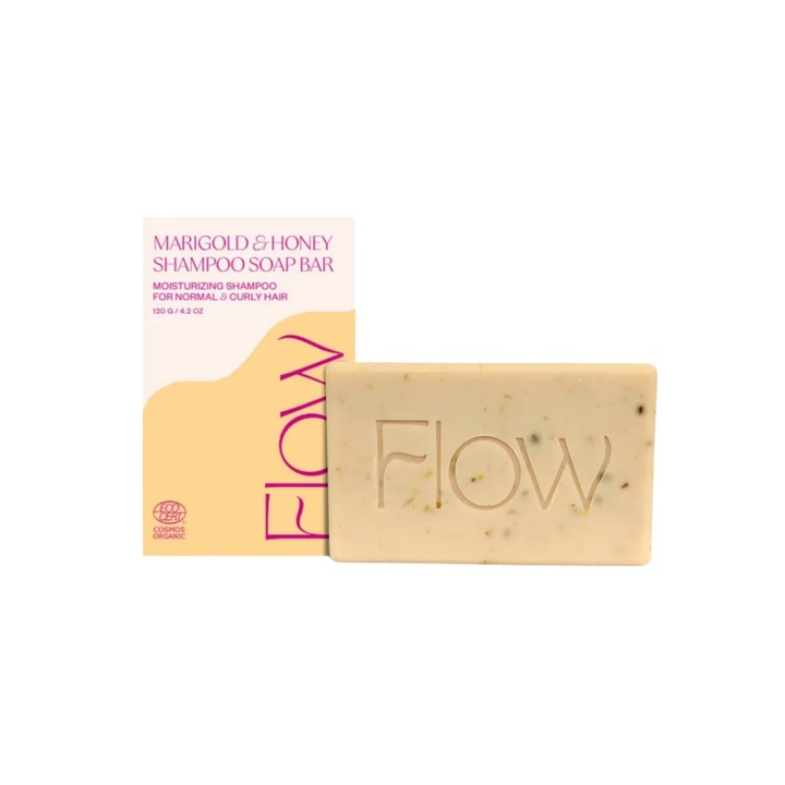 Шампоан за суха и къдрава коса Flow Cosmetics Marigold & Honey, 120 гр, мед и невен, хидратиращ