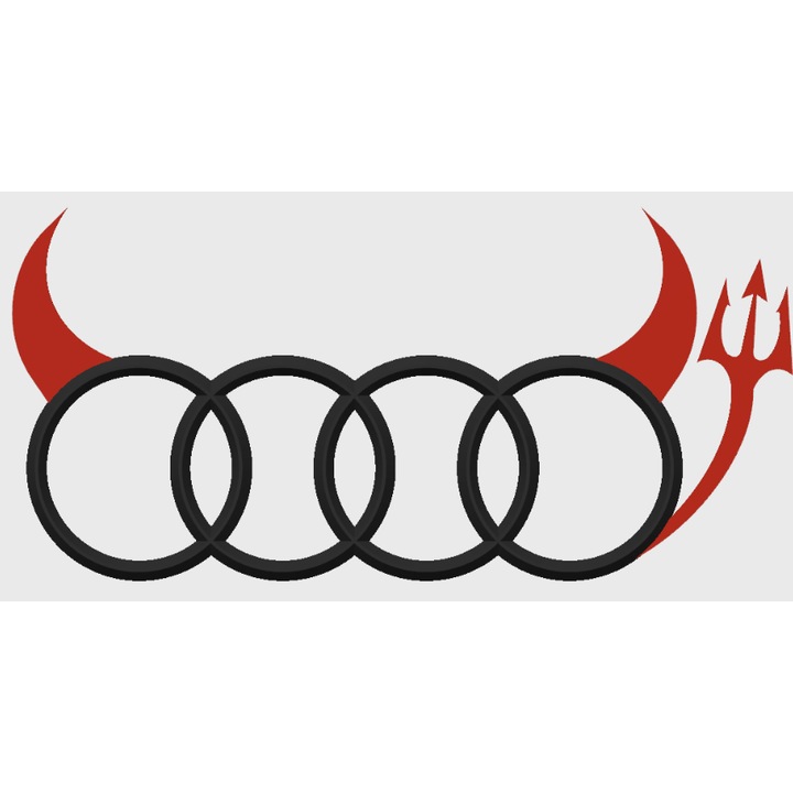 3D авто емблема Demon Style, черно и червено, 150 мм, спортен агресивен дизайн