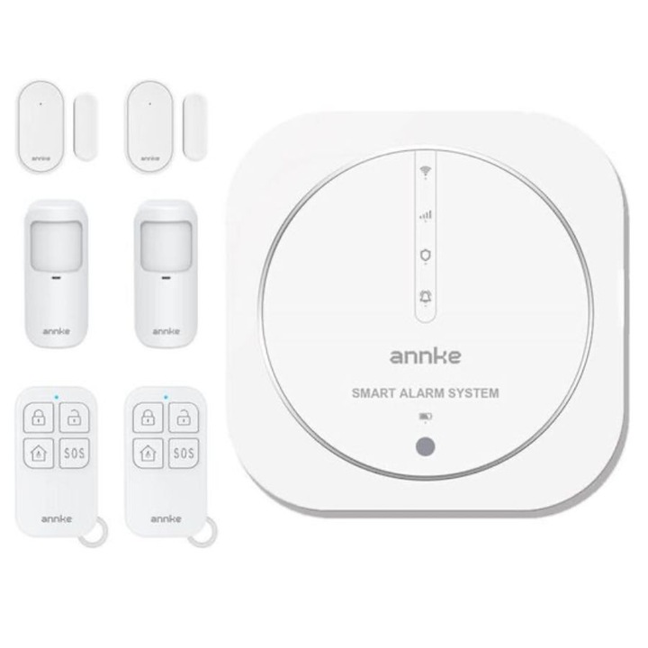 Sistem performant de alarma wireless ANNKE A113, WiFi si GSM, compatibil Tuya/Smart Life, control prin aplicatie, notificari SMS si apel, comunicare audio