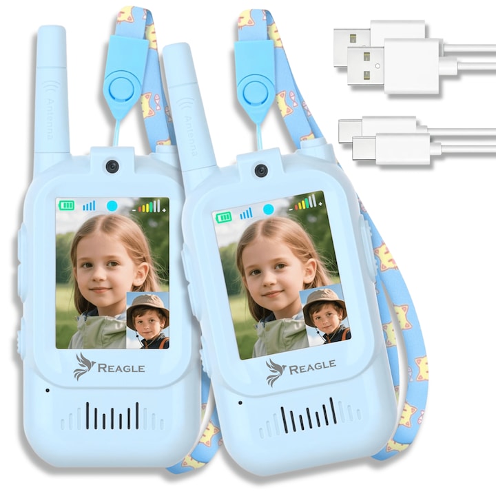 Walkie Talkie Reagle RWT5, video + voce, ecran LCD color, 150-300m, usb-c