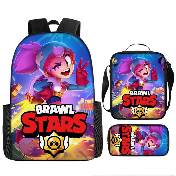 Set ghiozdan Brawl Stars, 3 piese, 45x30x12cm, multicolor