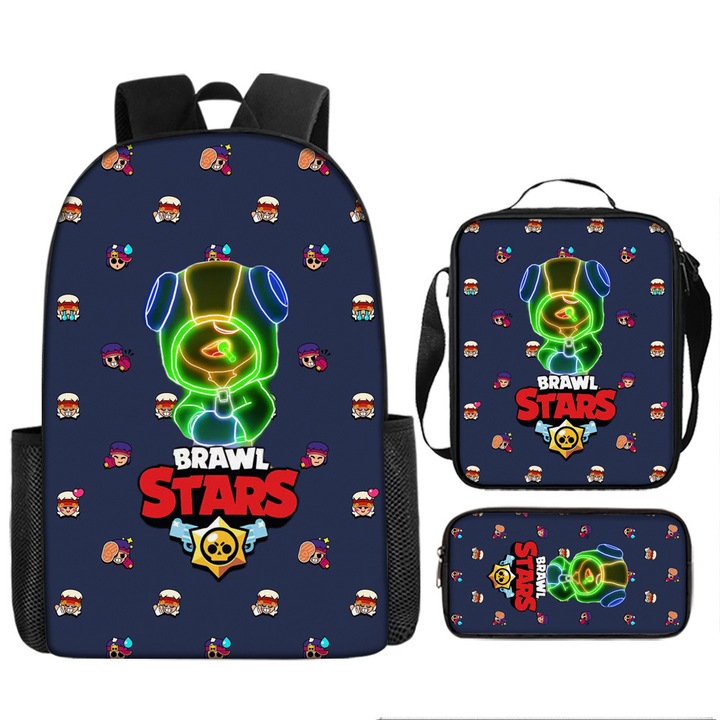 Set ghiozdan Brawl Stars, 3 piese, 45x30x12cm, multicolor