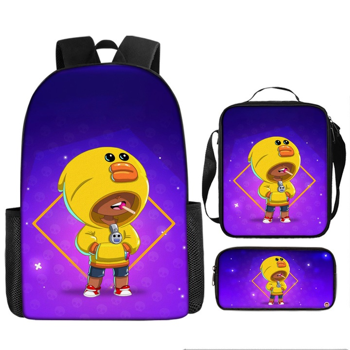 Set ghiozdan Brawl Stars, 3 piese, 45x30x12cm, multicolor