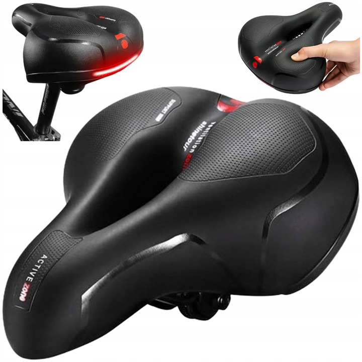 Sa bicicleta MUNDO S1, ergonomica, cu gel si spuma elastica, suspensie 2 arcuri, orificiu ventilatie, impermeabila, Negru/Rosu