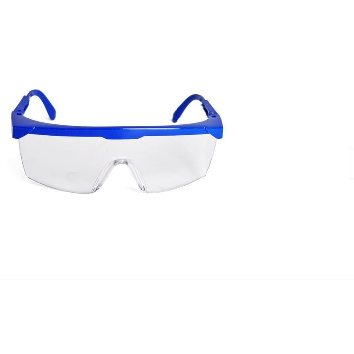 Ochelari de protecție transparenți Tribest, albastru, brate ajustabile, funcție anti-UV, 140x47mm