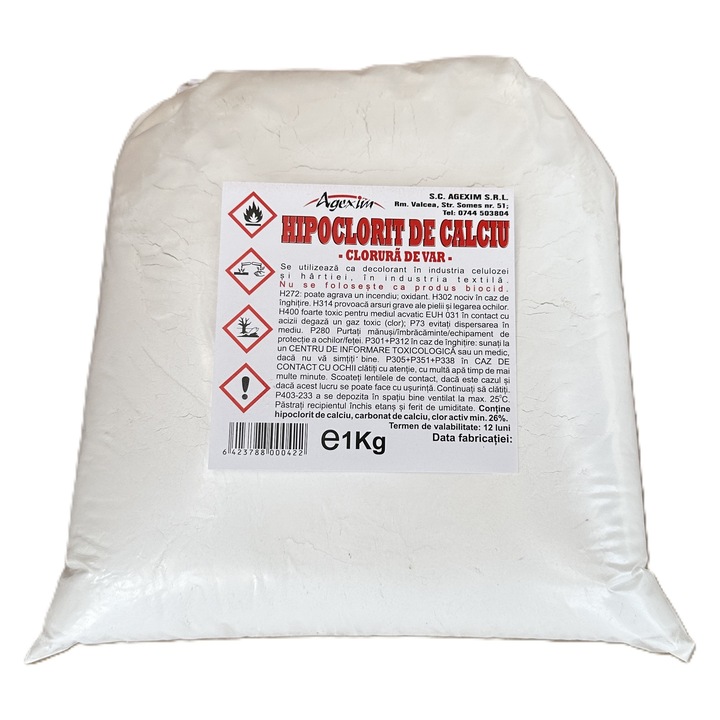 Clorura de var Agexim 1Kg, pudră, dezinfectant, clor activ 26%