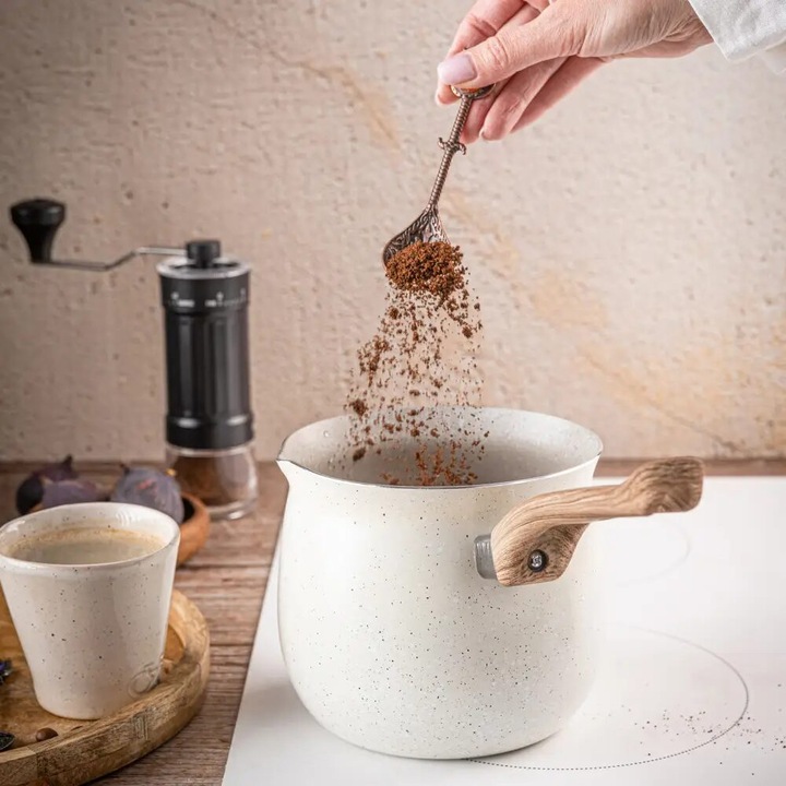 Bézs márványozott ibrik, török kávéhoz, 1,8 liter, Kinghoff