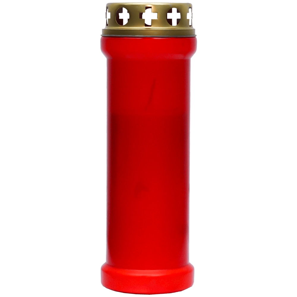 Set 16 candele rosii 35 ore 150 g cu capac metalic Zniczplast