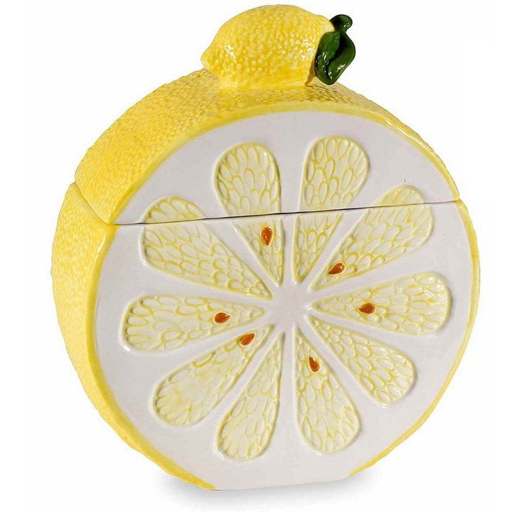 Borcan ceramică Decorer galben/alb 16.5x7x19cm