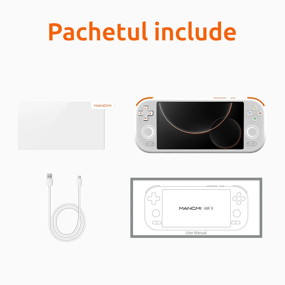 Consola portabila Mangmi Air X, Qualcomm Snapdragon 662 2GHz, 4GB LPDDR4X, IPS LCD 5.5" 1920x1080, 5000 mAh, WiFi 5, Bluetooth 5.0, alb
