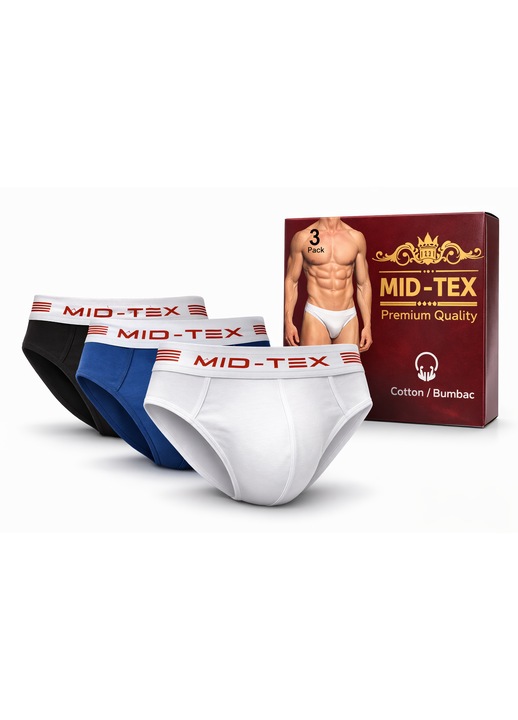 Set 3 Chiloti Barbatesti, Clasici, Bumbac, Mid-Tex, Multicolor, Multicolor