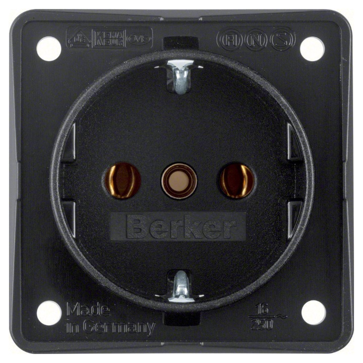 Priza Hager, Integro Flow, 70x40mm, negru mat, IP44