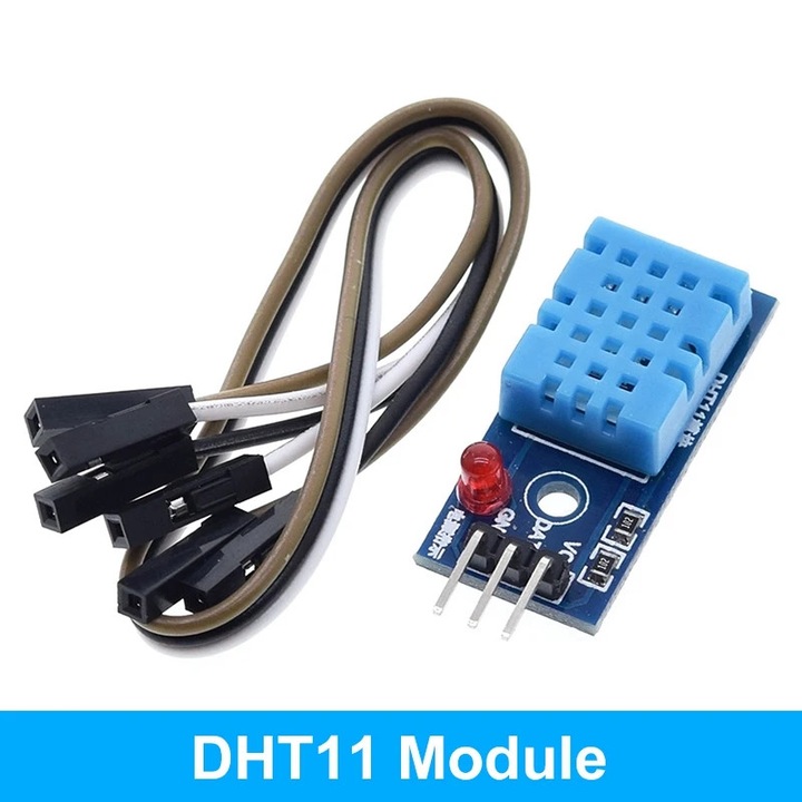 DHT11 hőmérséklet és páratartalom érzékelő modul, 3 vezeték, 3.3V-5V, digitális kimenet, piros LED