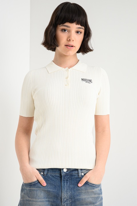 Moschino Jeans, Tricou polo cu striatii, Crem