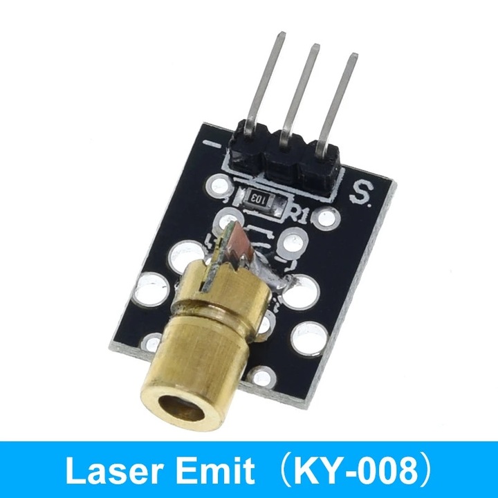 KY-008 piros lézer emitter modul, 650 nm, 3 tűs, Arduino kompatibilis