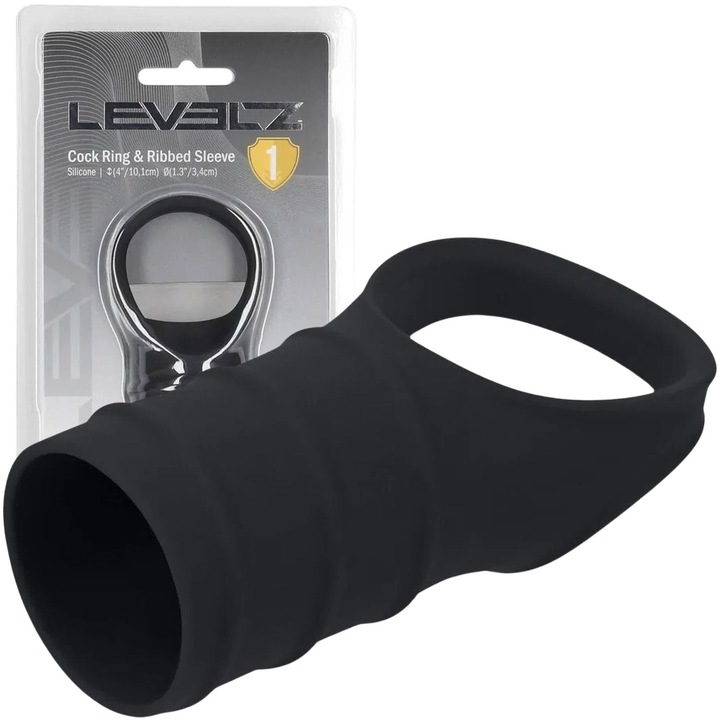 Shots péniszgyűrű, szilikon, hereszíj, fekete, 10.1x3.4cm, texturált