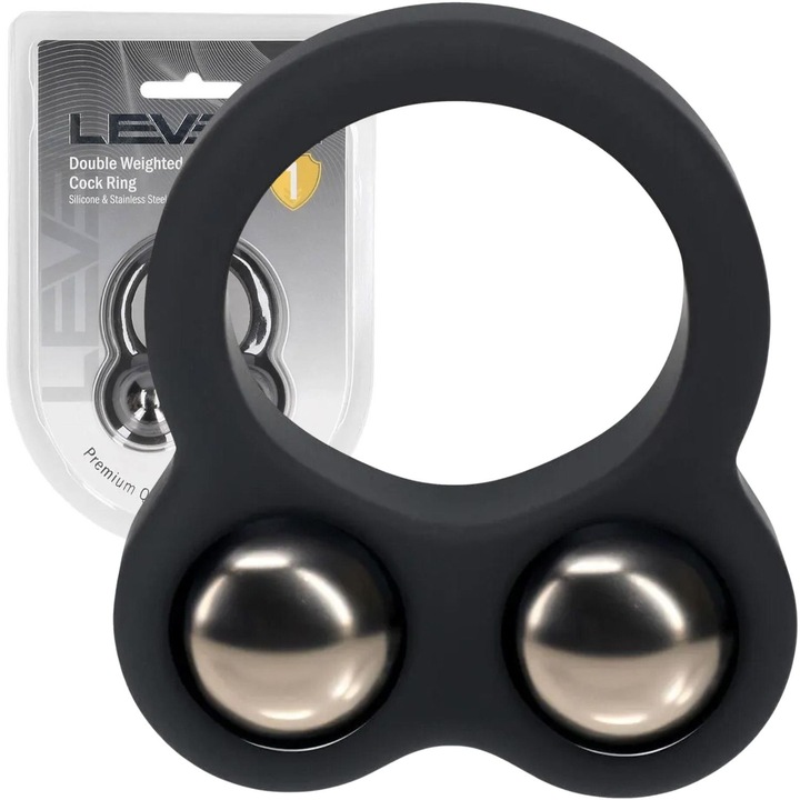 Péniszgyűrű súlyokkal, Shots, szilikon, fekete, 6.2x3.5cm