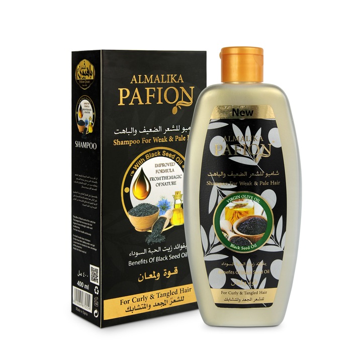 Queen Pafion sampon, fekete köménymagolajjal, 400 ml, göndör hajra, hidratáló
