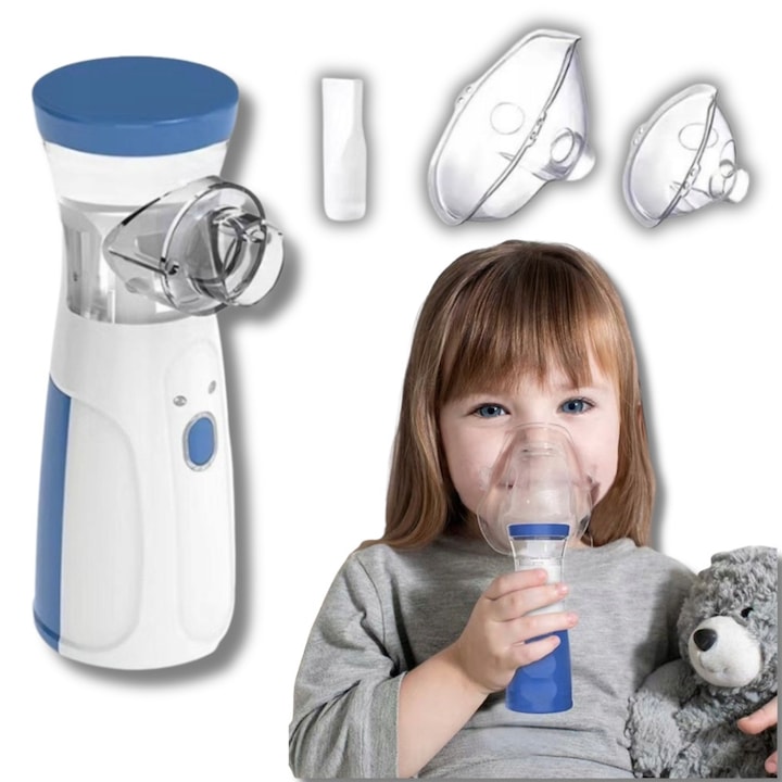 Inhalator portabil, nebulizator, eficient, silentios, 10ml, pentru copii si adulti