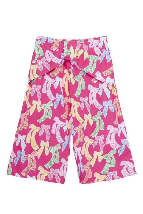 Agatha Ruiz de la Prada, Pantaloni cu croiala ampla si model cu funde, Galben/Roz/Albastru deschis