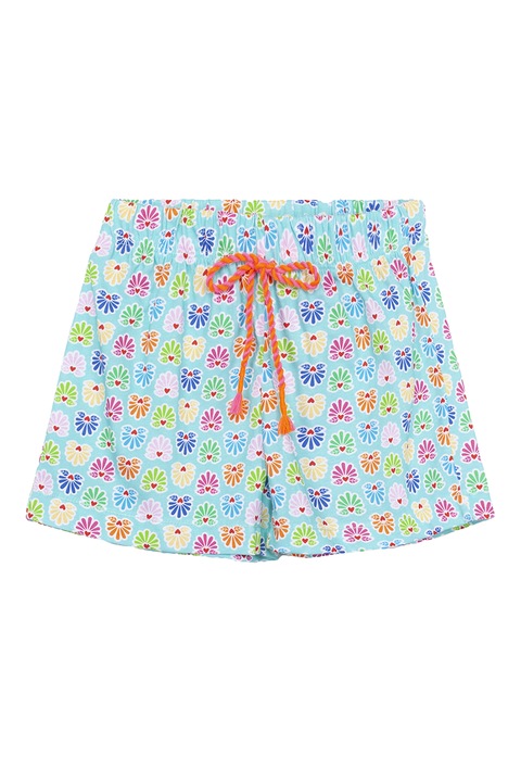 Agatha Ruiz de la Prada, Pantaloni scurti cu imprimeu si snur de ajustare in talie, Verde/Portocaliu/Albastru lavanda