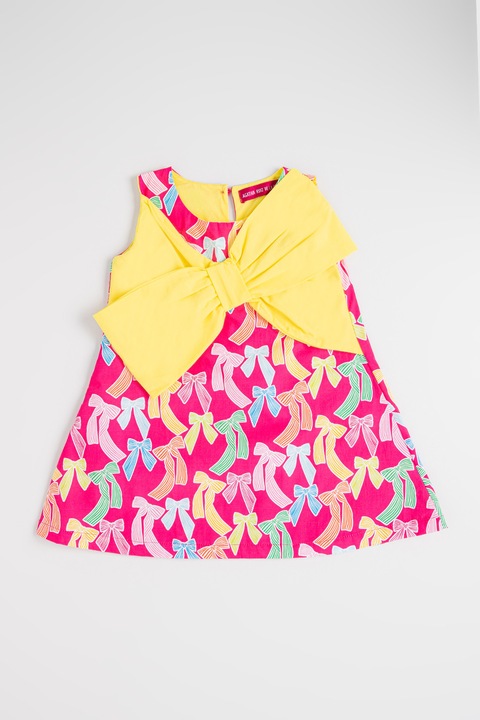 Agatha Ruiz de la Prada, Rochie evazata cu funda, Verde/Galben/Fucsia