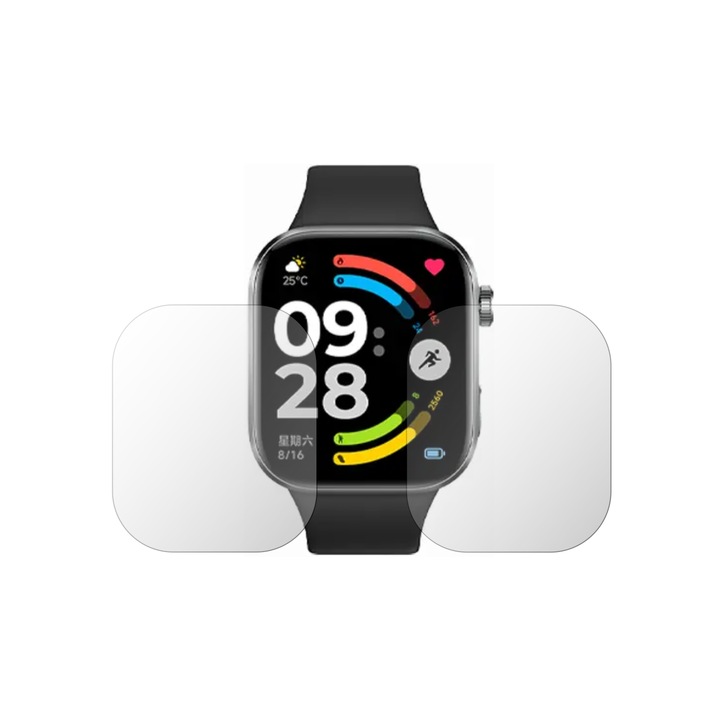 Set 2X Folie Protectie Ecran HD iSkinz pentru Xiaomi Redmi Watch 6, Invisible Skinz, Siliconica Ultra-Clear cu Acoperire Totala, Adeziva si Flexibila