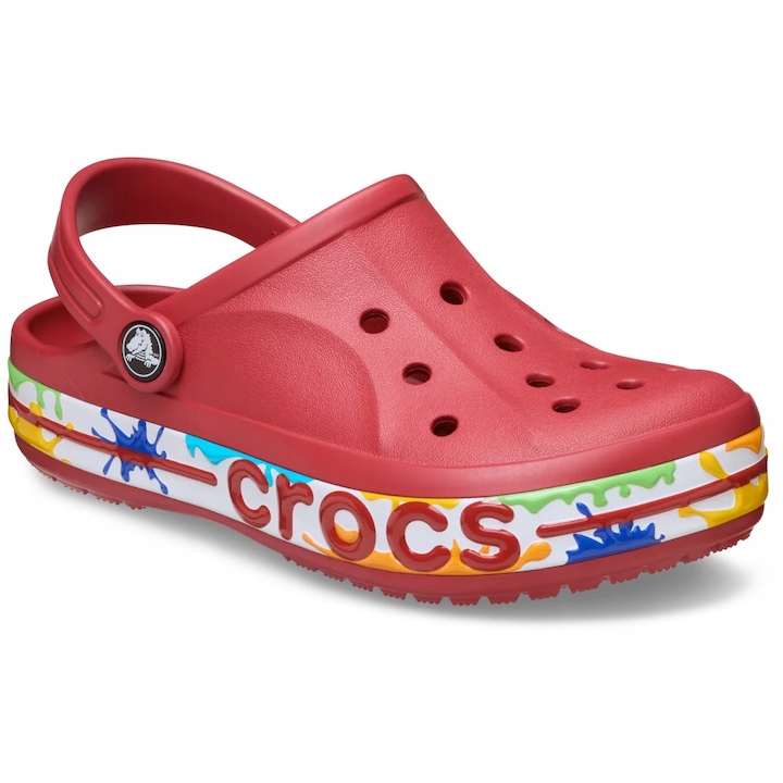 Crocs Saboti Copii Unisex Bayaband Paint Splash Clog 211683 Pepperdwqf, Rosu