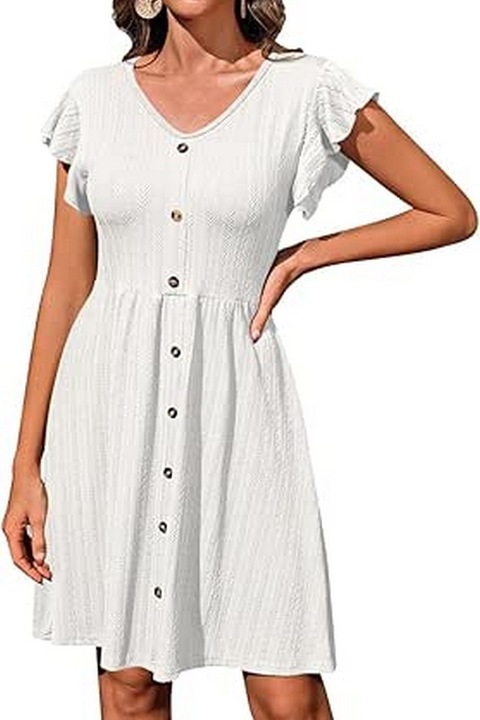 Rochie casual de primavara-vara, alb, IBAKOM, Alb