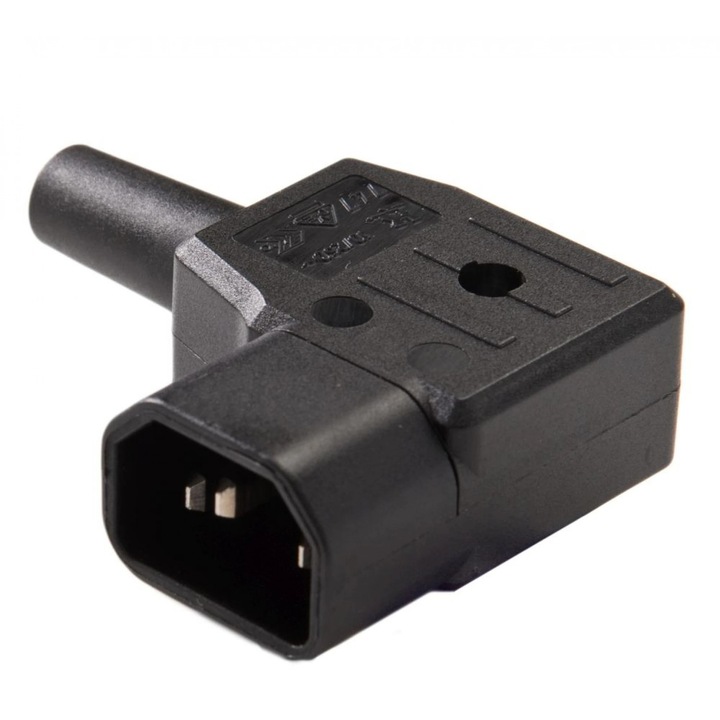 Захранващ конектор 230V/F IEC C14 ъглов мъжки, cs220/m90