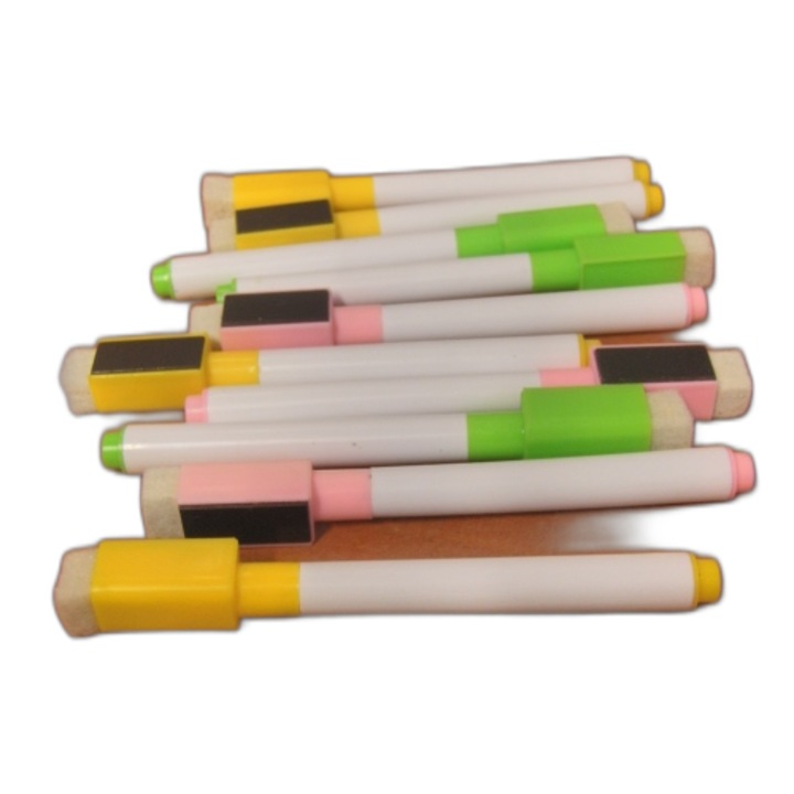 Set 10 markere RHEANA, pentru tabla magnetica, negru