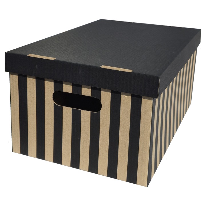 Cutie de depozitare DekorHome, cu capac, 47x31x22cm, gri, cu imprimeu, set 1 buc.