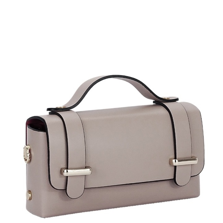 Малка чанта от естествена кожа B-1870 06, Бежов, 10x19x5