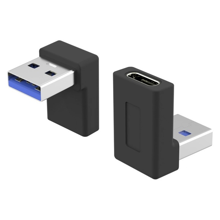 Adapter USB 3.1 C típusú - USB-A 90 fokos szögű M-T, kur31-27