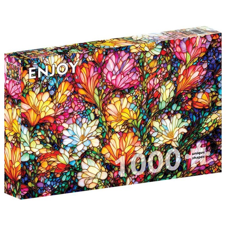 Enjoy 1000 db-os puzzle - Abstract Stained Glass Flower Garden (2294)