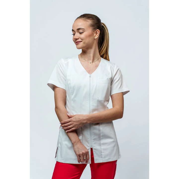Bluza medicala Elena Clasica, marime XL, culoare alb